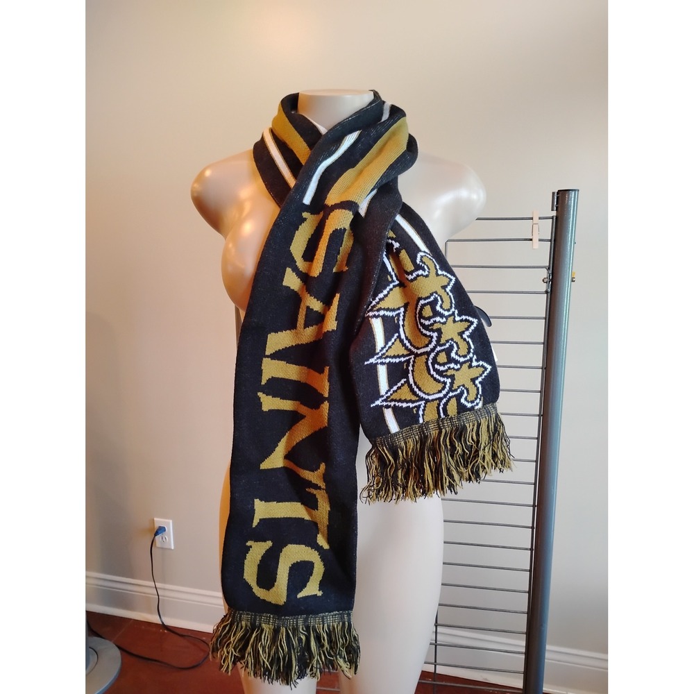 Forever Collectibles New Orleans Saints NFL Knit Scarf Black Gold Fleur De Lis